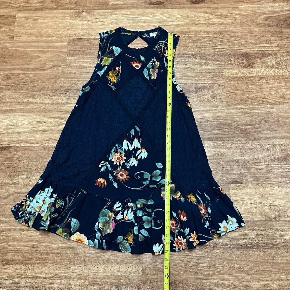 Umgee - Women's Navy Blue Floral and Keyhole Back Dress-Size S - Picture 8 of 10